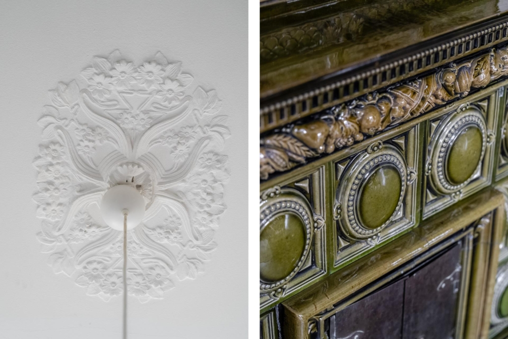 Sekelskiftesdröm anno 1904 med två vackra kakelugnar och balkong i hjärtat av Malmö