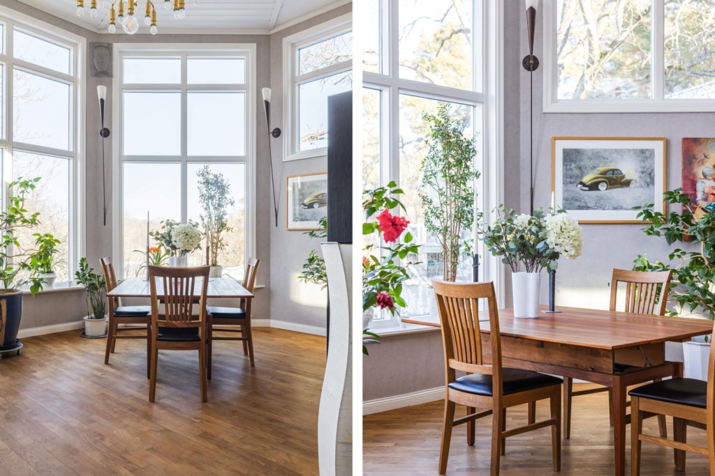 Rymlig villa med hänförande takhöjd och unik arkitektur. Sjöglimt och handduksavstånd till badplats.