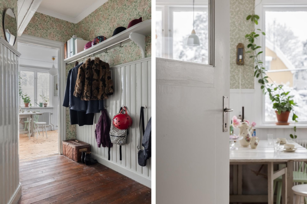 Charmig 20-talsvilla med tilltalande trädgård. Smakfullt kök och badrum. Fungerande kakelugn.