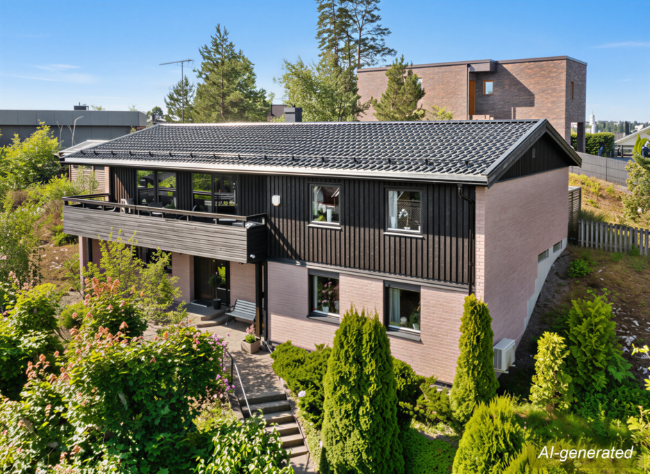 Villa på ca 170 + 34 kvm. Kök, vardags- och matrum på ca 60 kvm. Stort allrum, 5 sovrum och 2 badrum